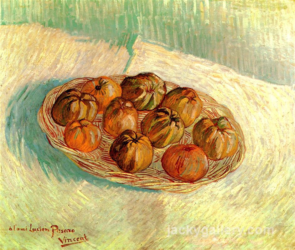 Still Life with Basket of Apples to Lucien Pissarro, Van Gogh painting - Click Image to Close